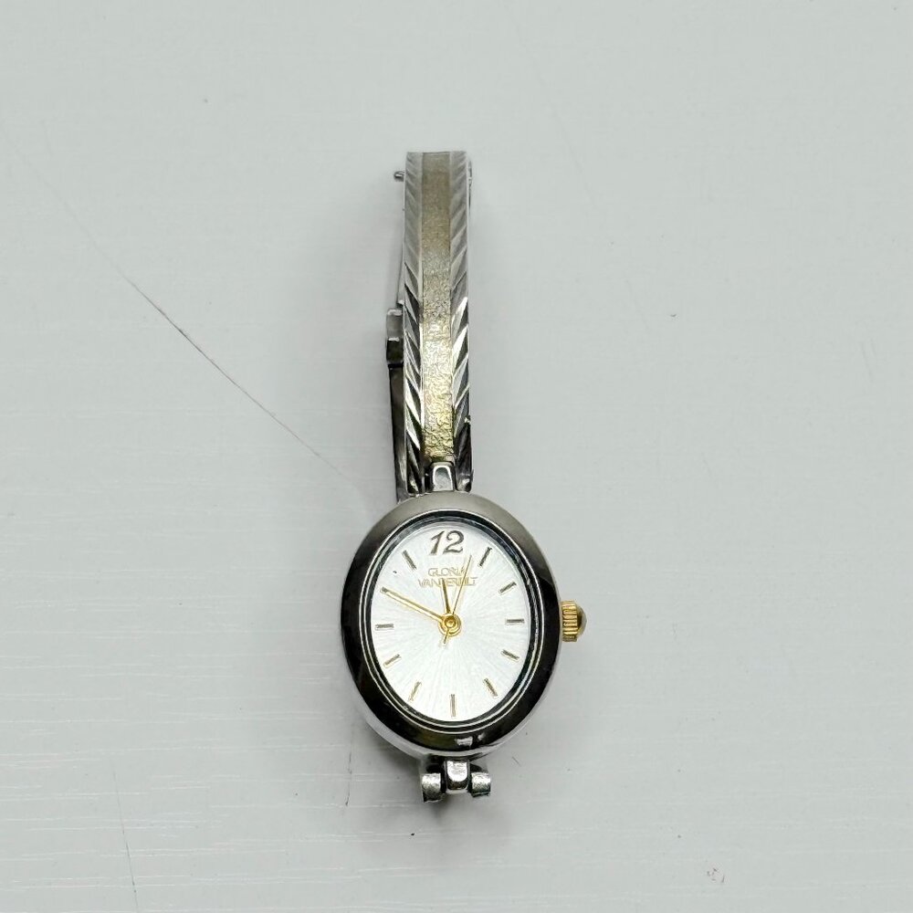 Vintage Gloria Vanderbilt Oval Japan Movement Wrist Watch Womens Gold Silver